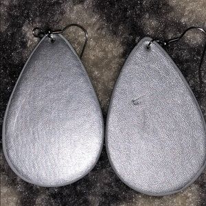 Matte silver leather earrings